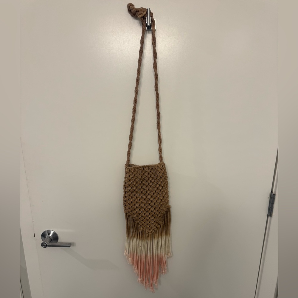 Pura Vida Tan and Pink Fringe Bag